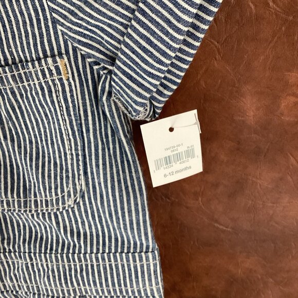 Baby Gap 1pc Romper & Sun Hat Shorts 6-12 Mo Outfit Striped Train Conductor NWT - Picture 3 of 7